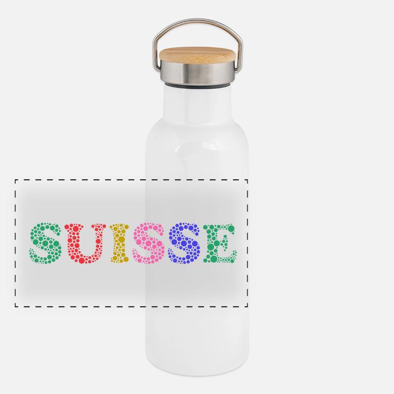 SCHWEIZ. LAND Panorama Thermosflasche mit Bambusdeckel