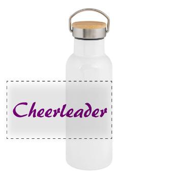 Cheerleader - Panorama Thermosflasche mit Bambusdeckel - Weiß - Vorne