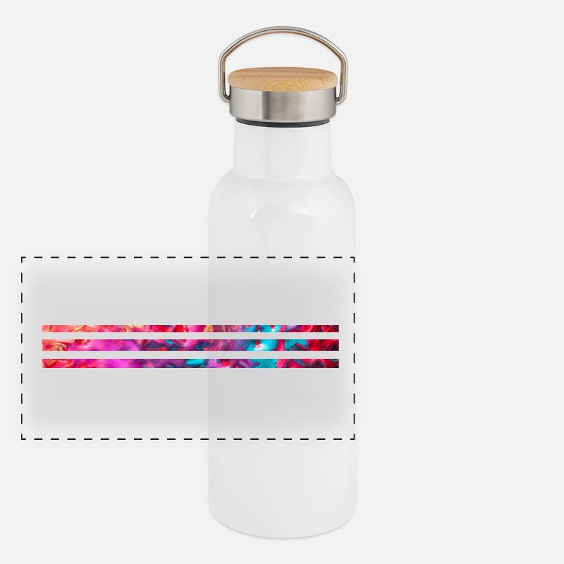 bande - Gourde isotherme avec bouchon en bambou - blanc