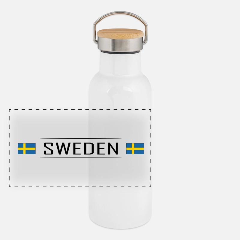 Suède Pays Suède Scandinavie Vacances Gourde isotherme avec bouchon en bambou