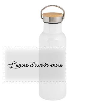 L'envie d avoir envie - Gourde isotherme avec bouchon en bambou - blanc - Devant