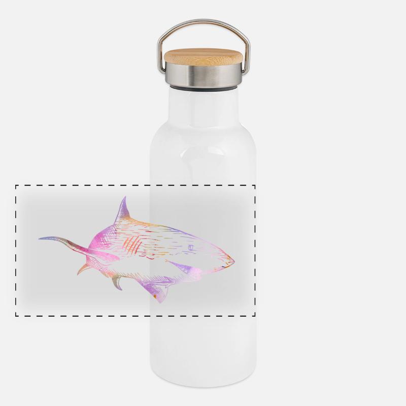 Shark color Panorama Thermosflasche mit Bambusdeckel