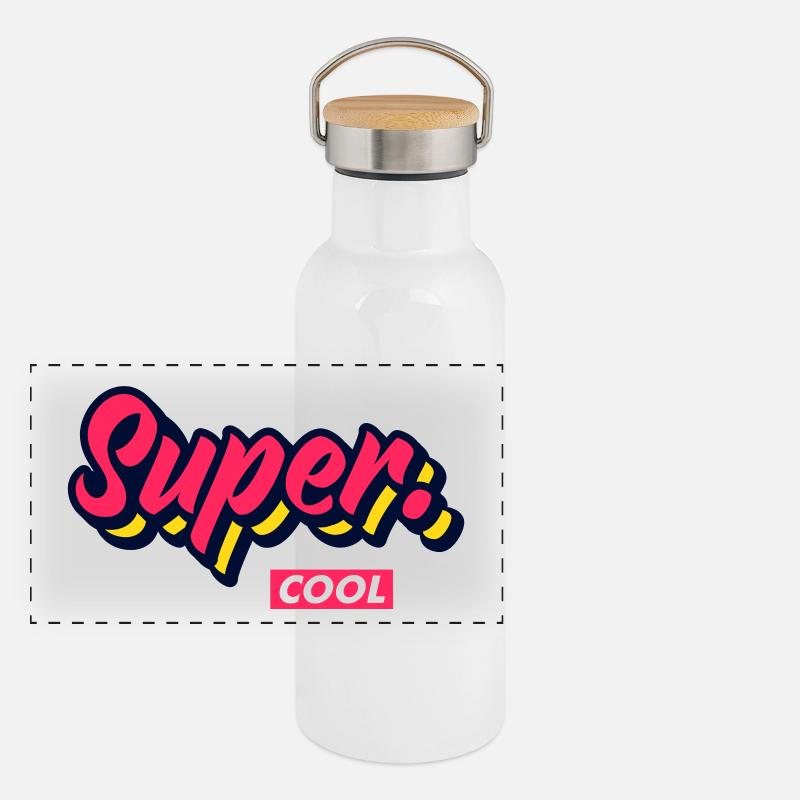 Super Cool Panorama Thermosflasche mit Bambusdeckel