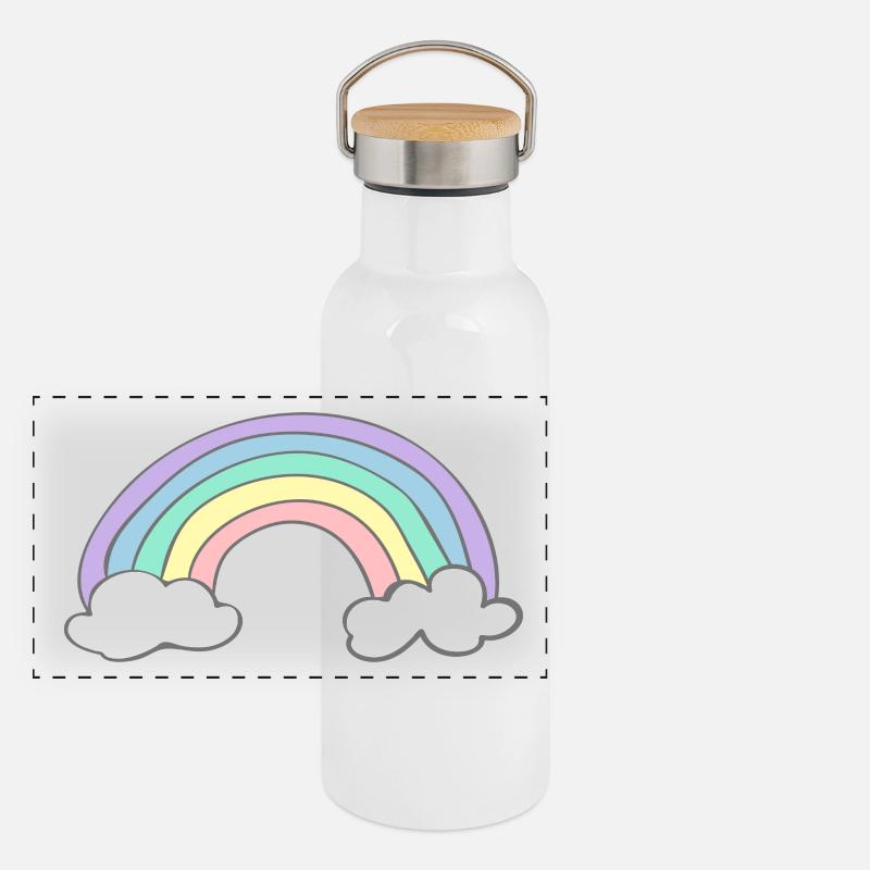 Regenbogen Panorama Thermosflasche mit Bambusdeckel