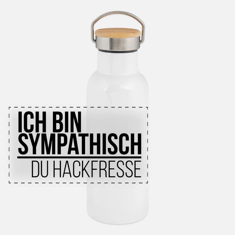 ich bin sympathisch du Hackfresse Panorama Thermosflasche mit Bambusdeckel