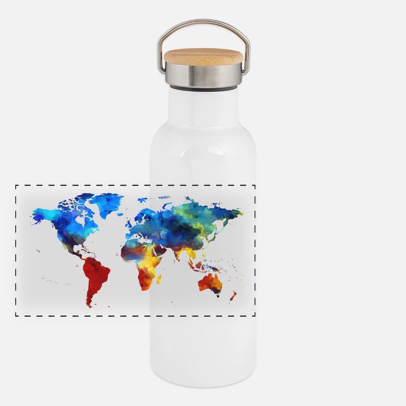 colorful earth Panorama Thermosflasche mit Bambusdeckel