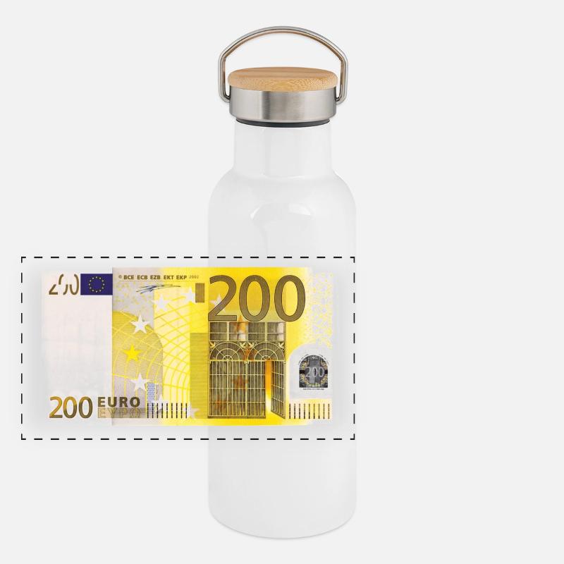 200 Euro billet de banque Gourde isotherme avec bouchon en bambou