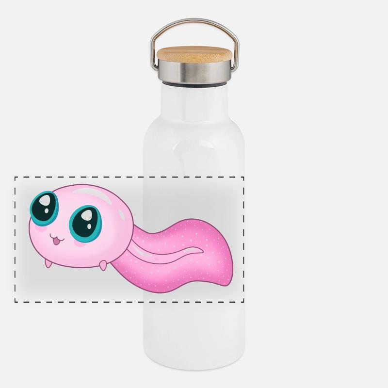 Süße rosa Kaulquappe Panorama Thermosflasche mit Bambusdeckel