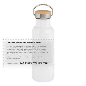 To the person behind me.... - Panoramic Thermal Bottle with Bamboo Lid - white - Front