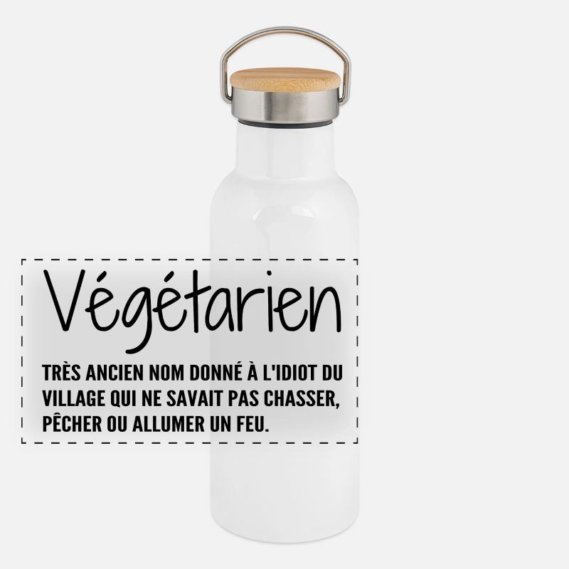Definition: Vegetarisch, Humor Panorama Thermosflasche mit Bambusdeckel