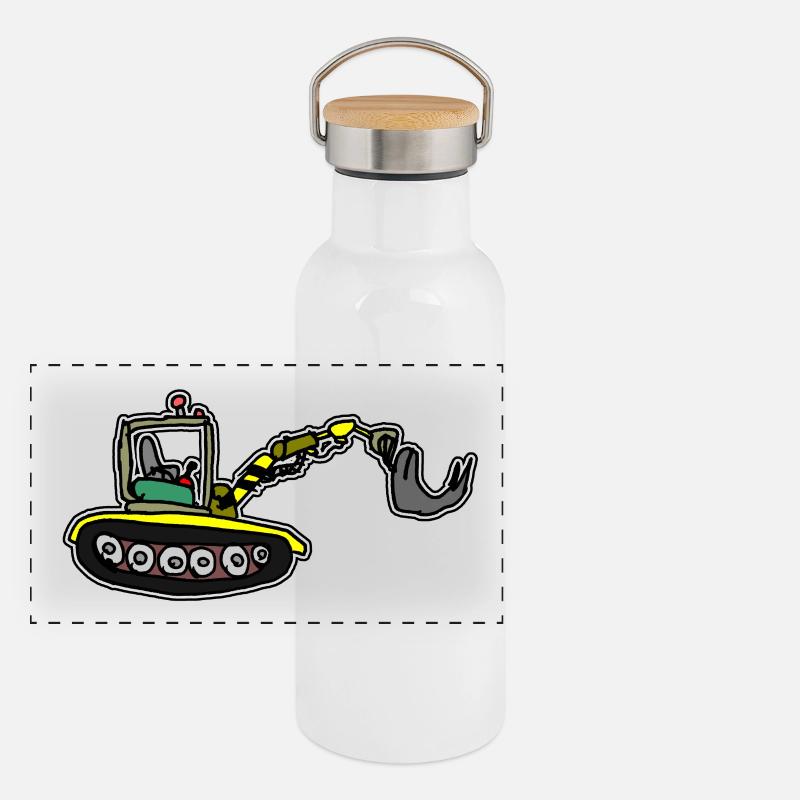 Backhoe, by Axel Ville Panoramic Thermal Bottle with Bamboo Lid