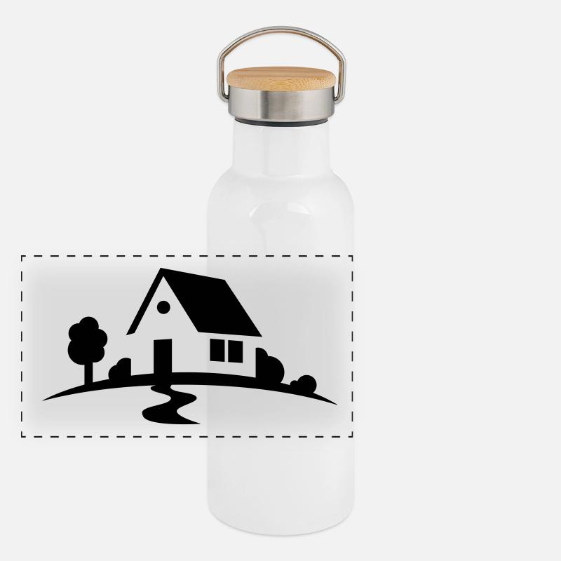 Haus Panorama Thermosflasche mit Bambusdeckel