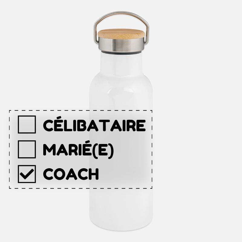 Coach / Coaching / Entraineur / Sport Gourde isotherme avec bouchon en bambou