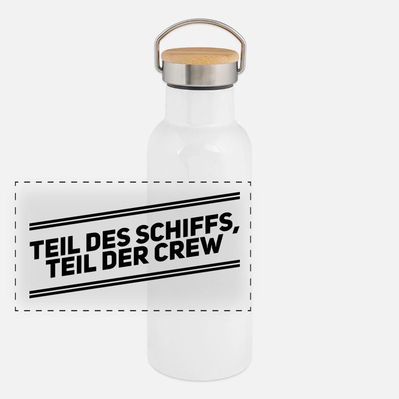 Crew Freunde Spruch Panorama Thermosflasche mit Bambusdeckel