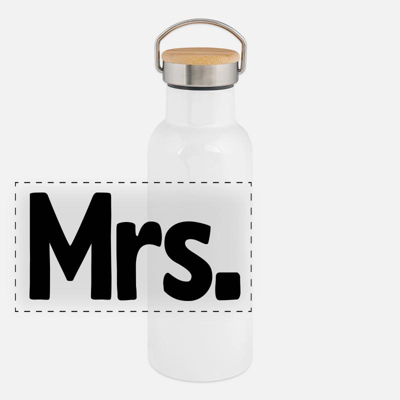 Mrs. Matching Paar Verlobung Hochzeit Flitterwochen Panorama Thermosflasche mit Bambusdeckel