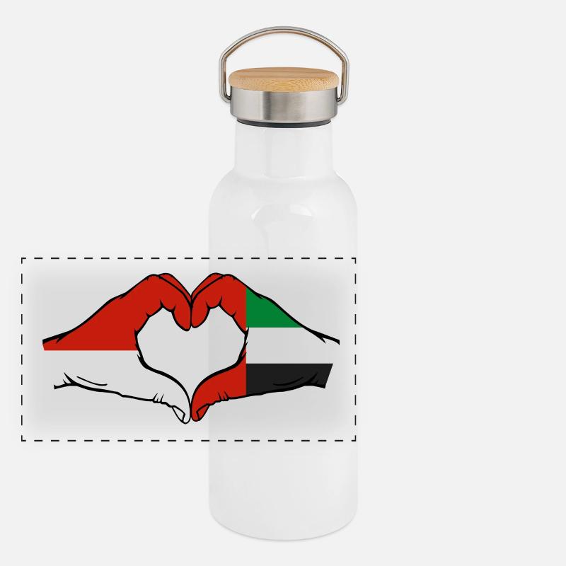 Monaco Drapeau des Émirats Arabes Unis Gourde isotherme avec bouchon en bambou