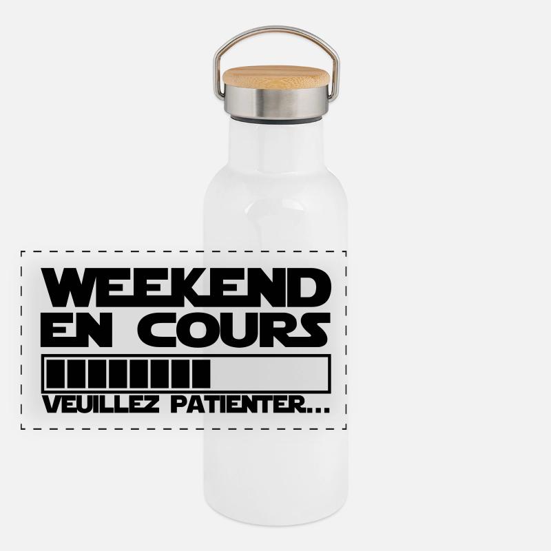 WEEKEND EN COURS Gourde isotherme avec bouchon en bambou