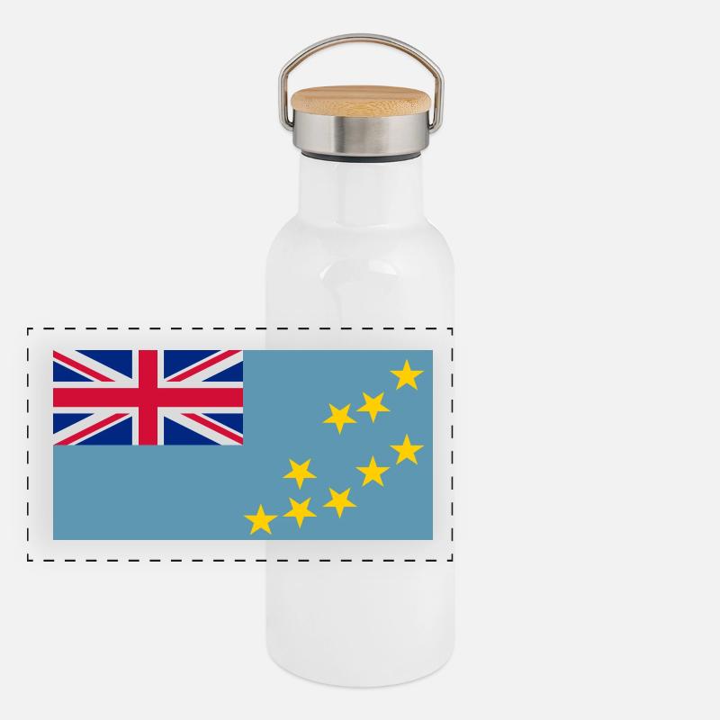 Tuvalu Flagg Gourde isotherme avec bouchon en bambou