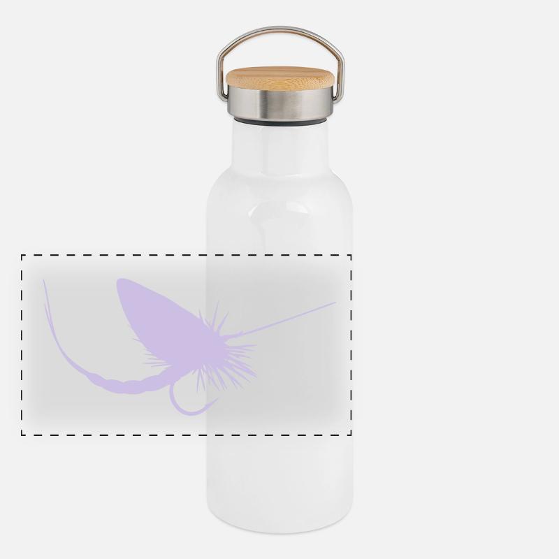 Fliegenfischen Panorama Thermosflasche mit Bambusdeckel