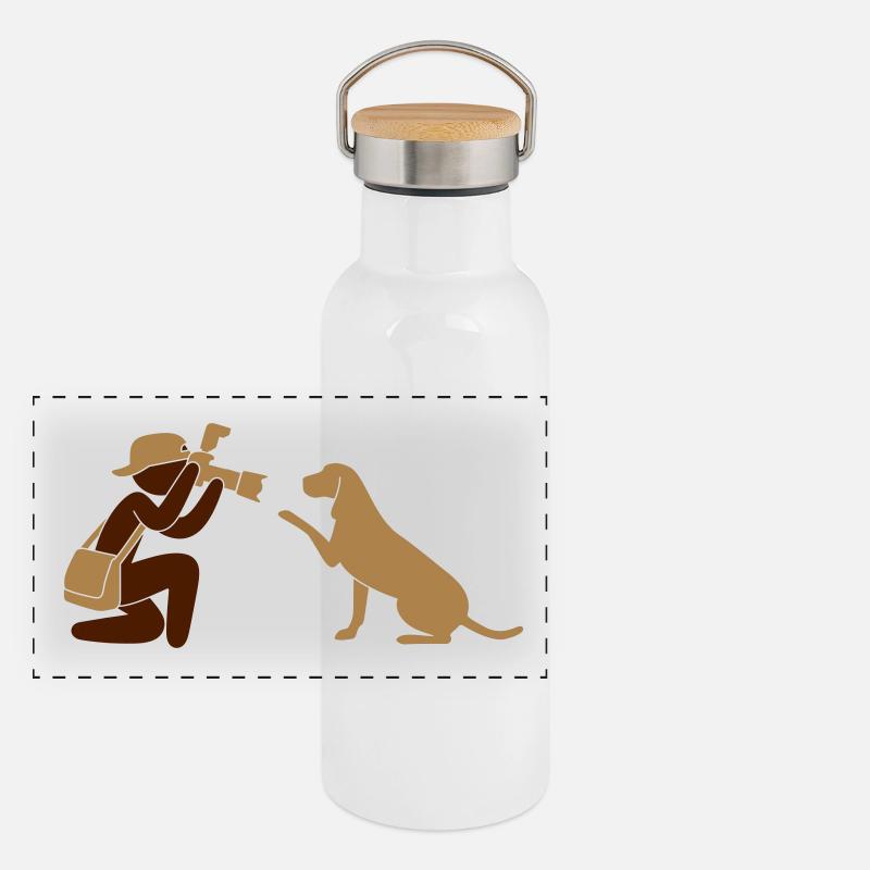 Photographer journalist Hund Panoramic Thermal Bottle with Bamboo Lid