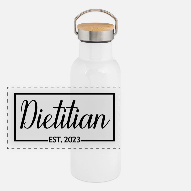 Ernährungsberater Est. 2023 Diätassistent Student Panorama Thermosflasche mit Bambusdeckel