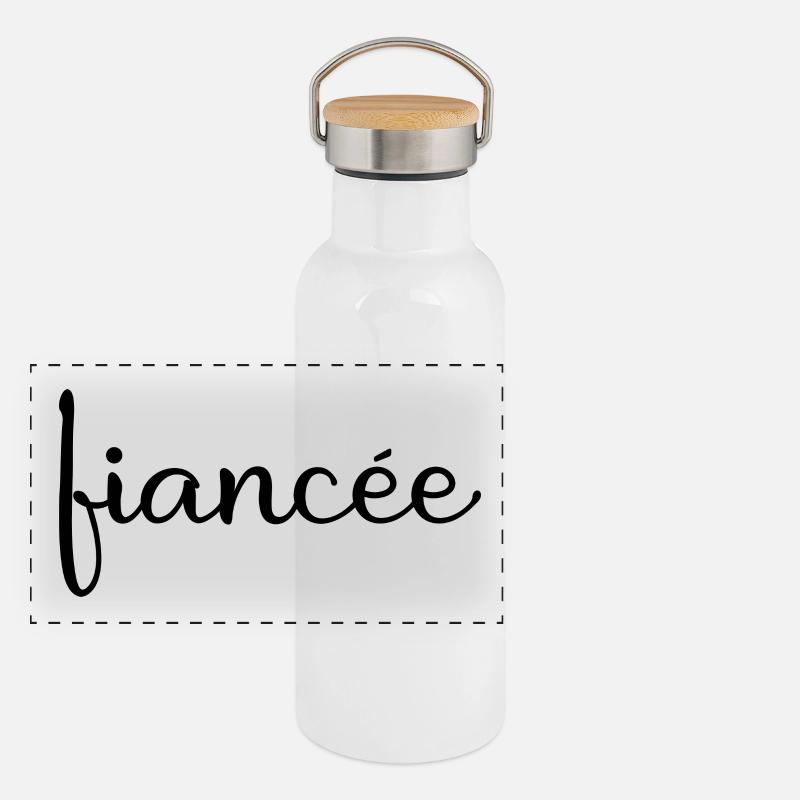 Fiancée Matching Engagement Wedding Honeymoon Panoramic Thermal Bottle with Bamboo Lid