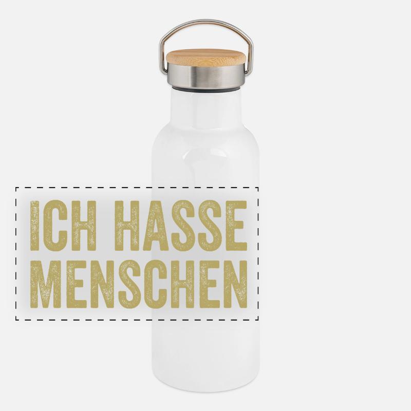 Ich hasse Menschen Panorama Thermosflasche mit Bambusdeckel