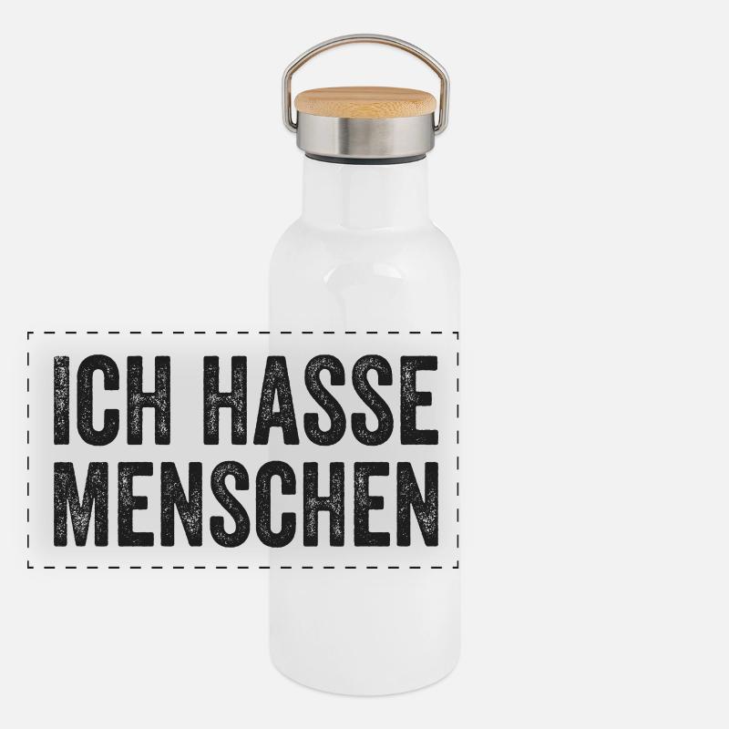 Ich hasse Menschen Panorama Thermosflasche mit Bambusdeckel