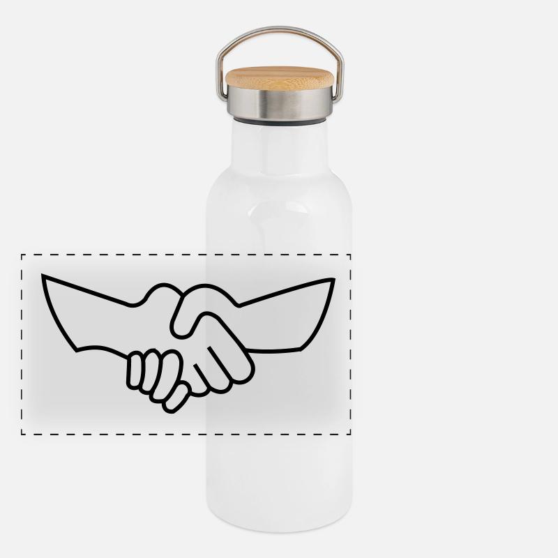 Handshake Hands Store Trade Partner Gift Panoramic Thermal Bottle with Bamboo Lid