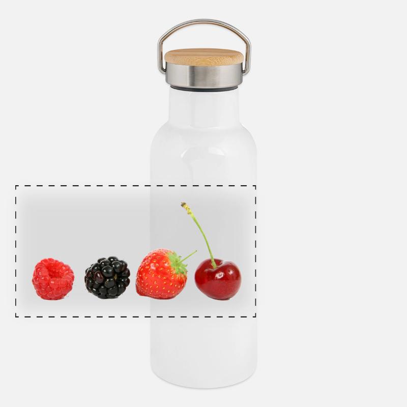 Leckere Beeren Panorama Thermosflasche mit Bambusdeckel