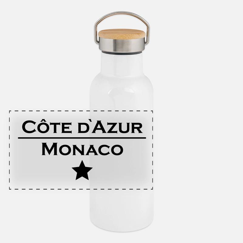 Monaco Spruch Land Geschenk Idee Panorama Thermosflasche mit Bambusdeckel