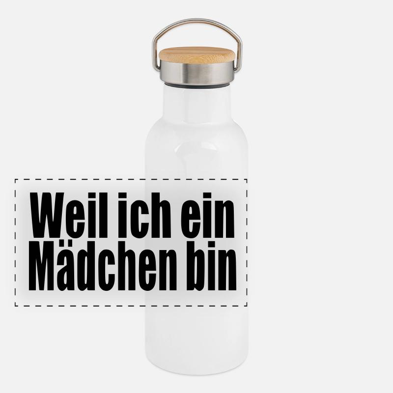 Weil ich ein Mädchen bin Geschenk Geburtstag Baby Panorama Thermosflasche mit Bambusdeckel