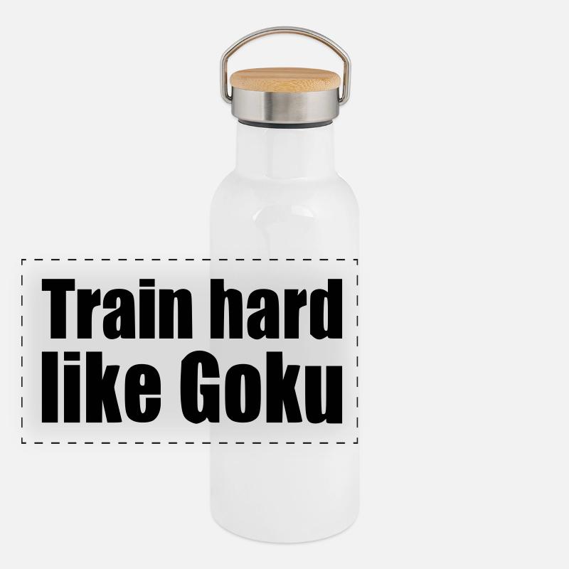 Train hard like goku workout gym gift anime - Panoramic Thermal Bottle with Bamboo Lid - white