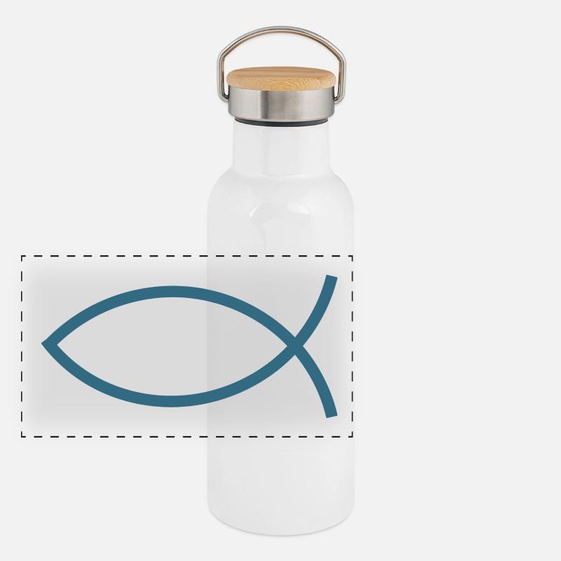 Jésus poisson Ichthys poisson poisson poisson Gourde isotherme avec bouchon en bambou