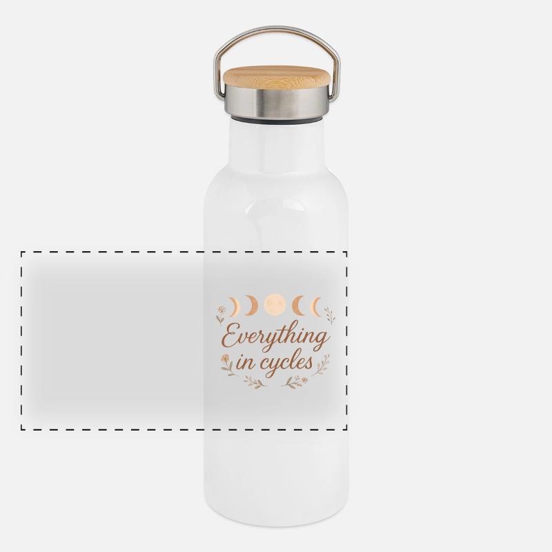 Moon Phase Design – Everything in Cycles Panoramic Thermal Bottle with Bamboo Lid