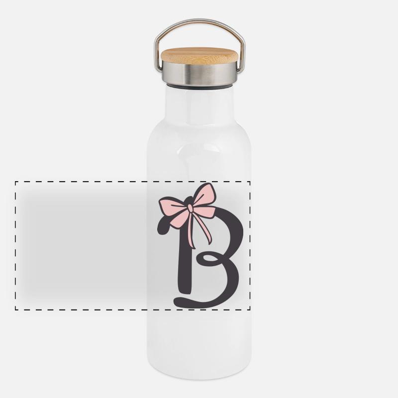 Ruban lettre initiale B Gourde isotherme avec bouchon en bambou