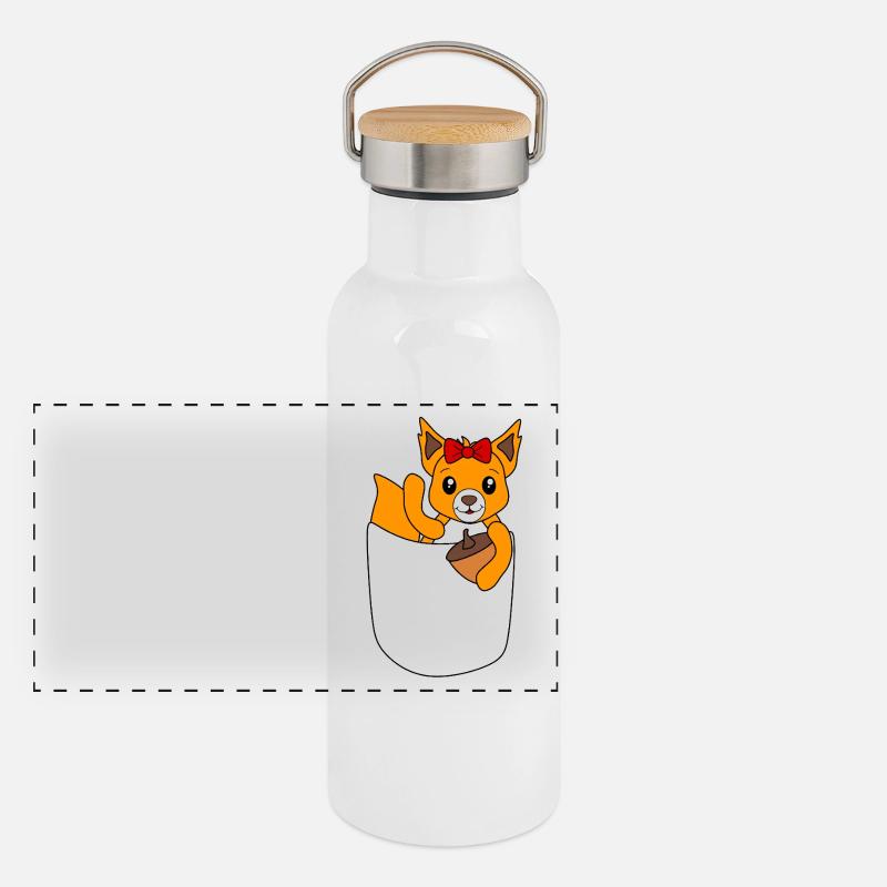 Cheerful squirrel waving from breast pocket Panoramic Thermal Bottle with Bamboo Lid