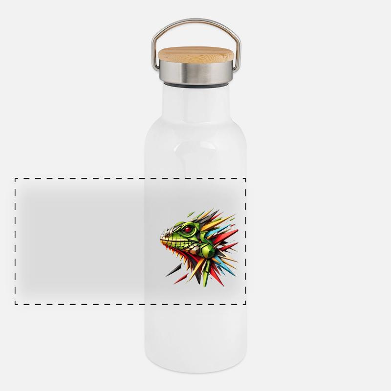 Prisme d'Iguane Gourde isotherme avec bouchon en bambou