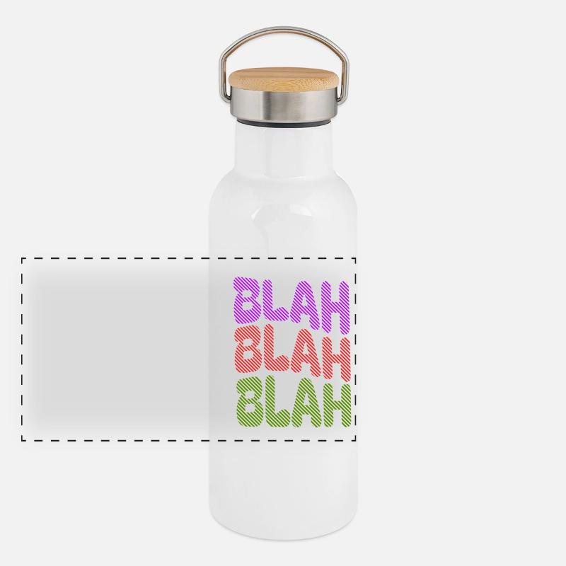 BLAH BLAH BLAH - Buntes Statement Panorama Thermosflasche mit Bambusdeckel