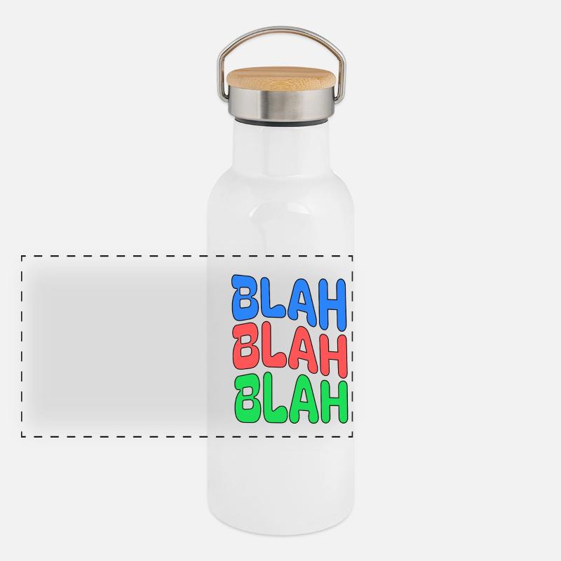 BLAH BLAH BLAH Farbiges Statement Panorama Thermosflasche mit Bambusdeckel