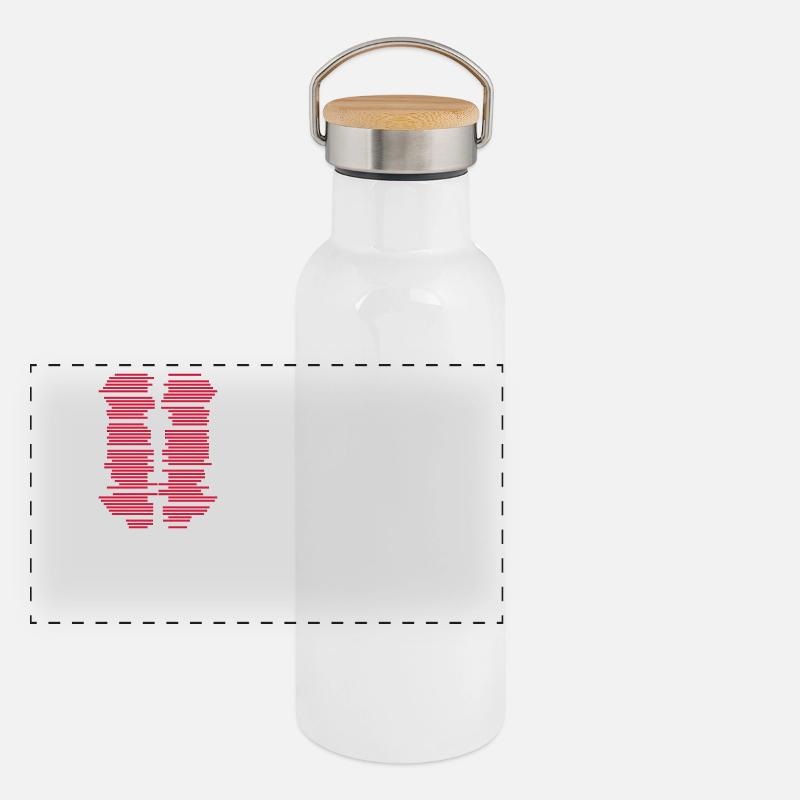 grafisches Muster-Streifen Panorama Thermosflasche mit Bambusdeckel