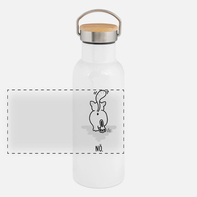 Nope chat drôle - cadeau chat mignon BKH Gourde isotherme avec bouchon en bambou