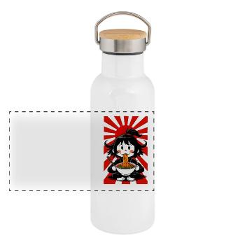 Ramen Sun - Panoramic Thermal Bottle with Bamboo Lid - white - Front