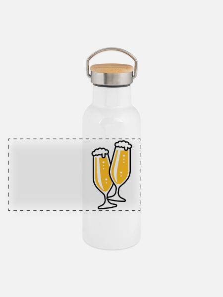X2 Originale Treffen Sich (2) - Panorama Thermosflasche mit Bambusdeckel - Weiß - Vorne