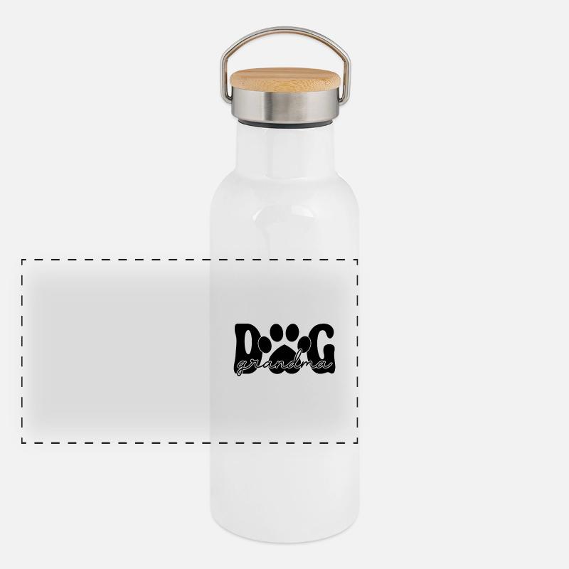 Hund Hunde Oma Großmutter Pfote Hundesitting Fun Panorama Thermosflasche mit Bambusdeckel