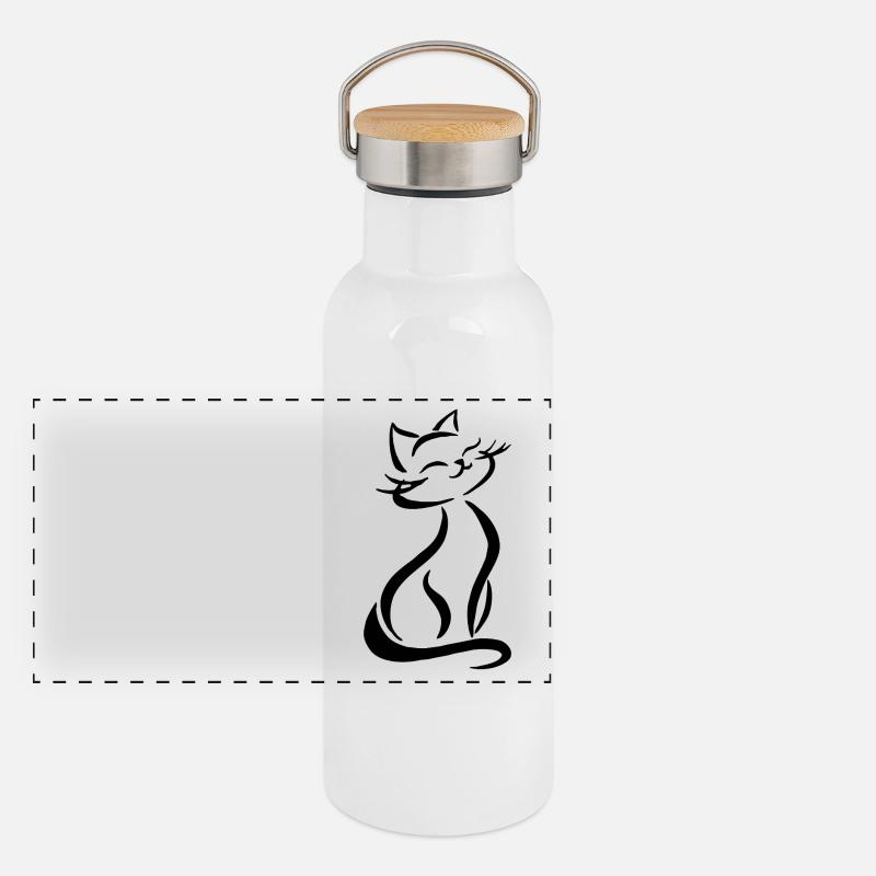 Dessin de chats mignons Gourde isotherme avec bouchon en bambou