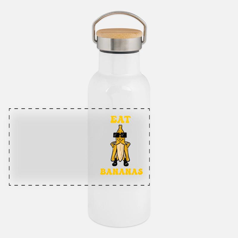 Manger des bananes – un thème amusant Gourde isotherme avec bouchon en bambou