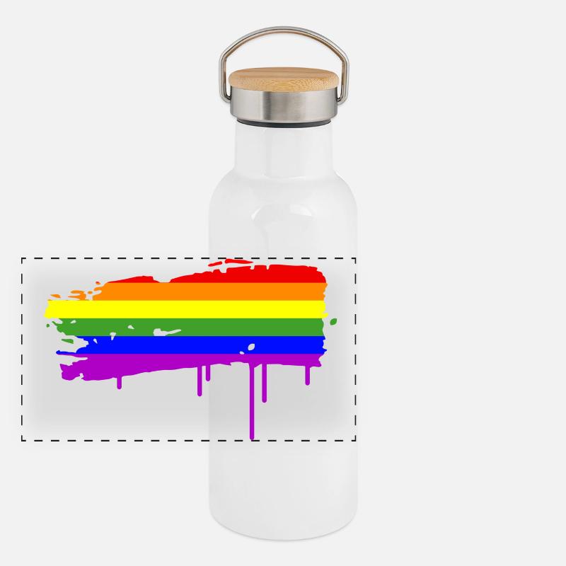 Le drapeau arc en ciel Gourde isotherme avec bouchon en bambou