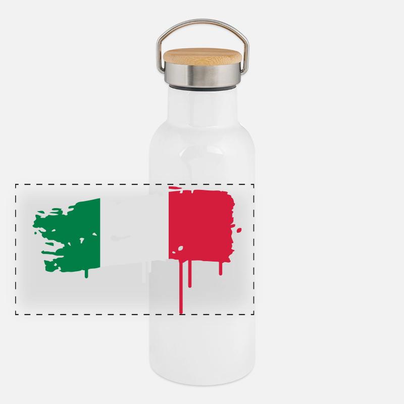 gepinselte drapeau de l'Italie avec un coup de Gourde isotherme avec bouchon en bambou