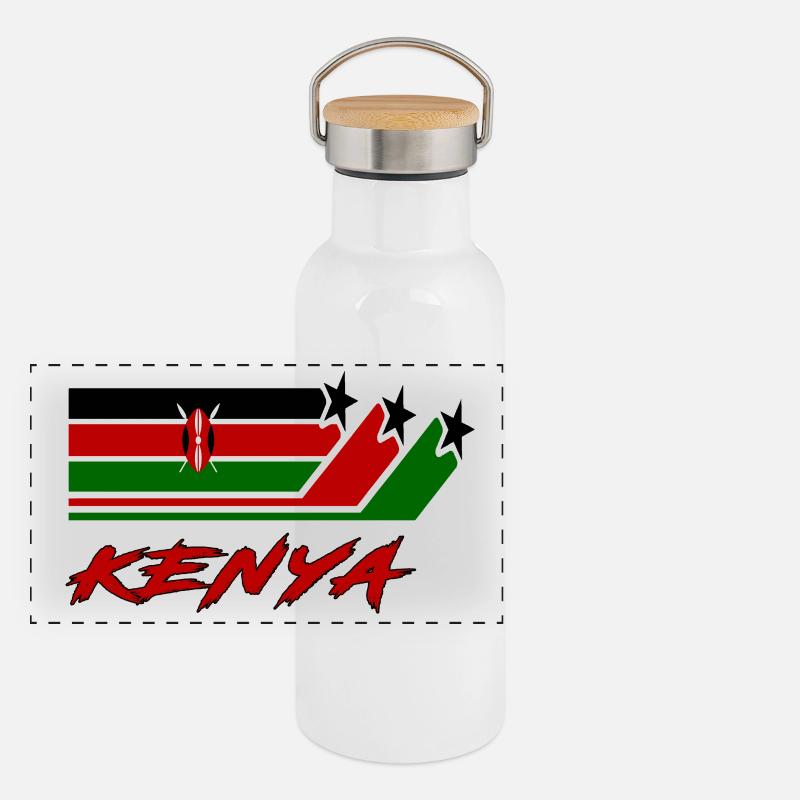 Drapeau Kenya / Kenya Cadeau drapeau national Gourde isotherme avec bouchon en bambou